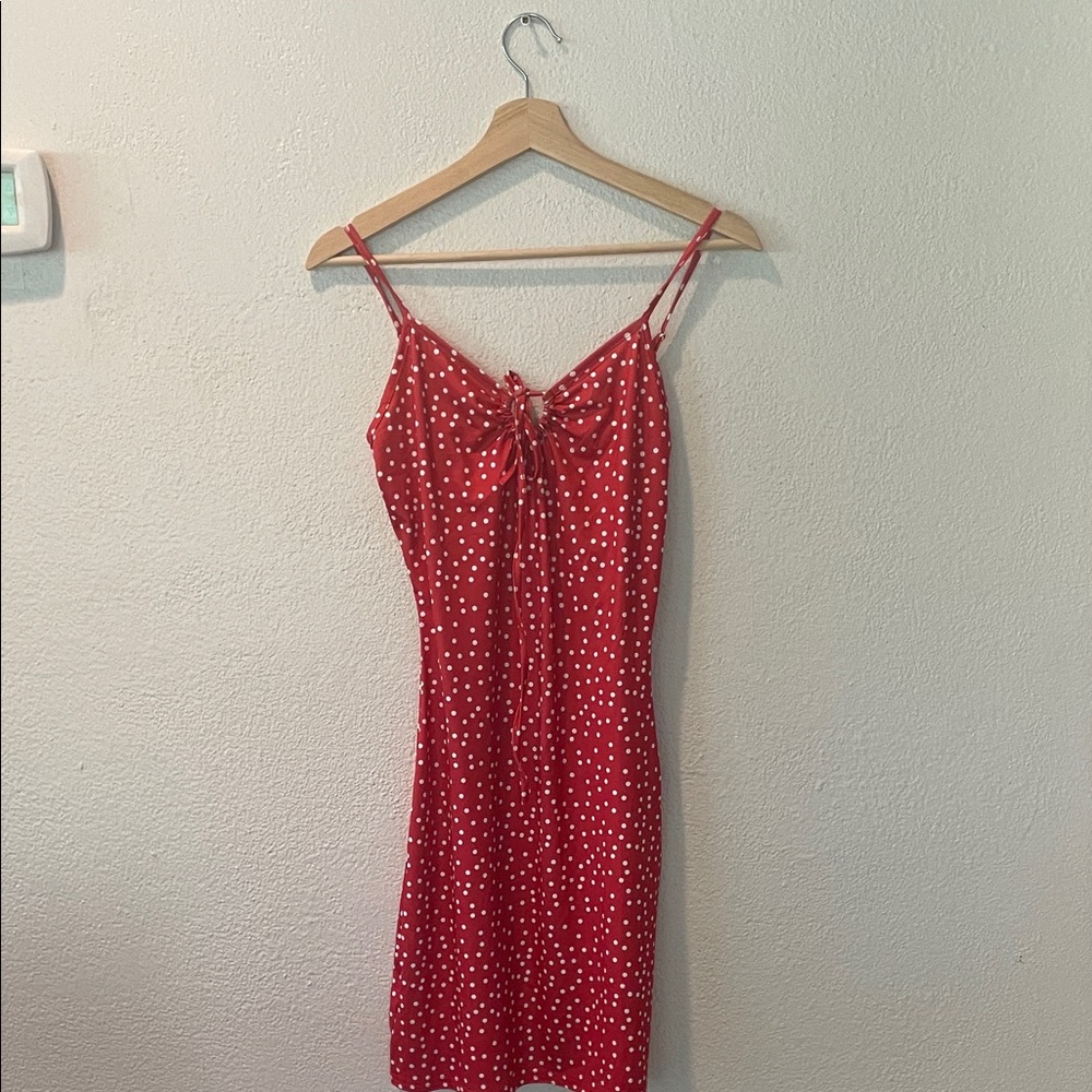 Red Polka Dot Spaghetti Strap Dress mini